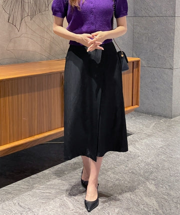 Make Unbalanced Wrap Banding Long Skirt